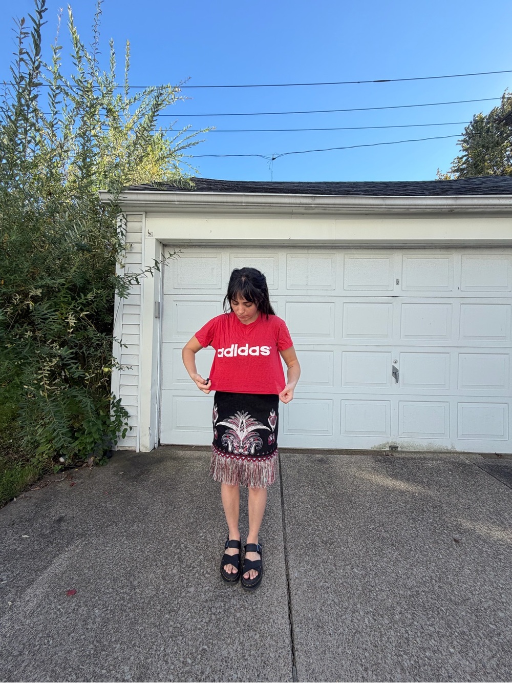 Vintage Red Adidas Cropped tee